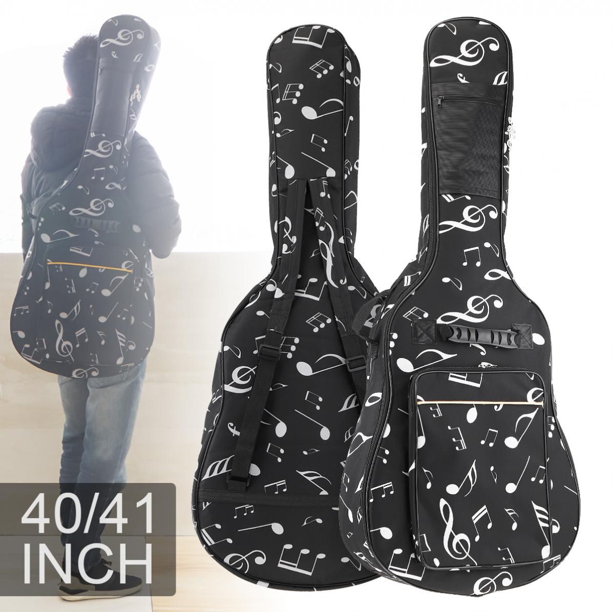 40 / 41 인치 음표 포크 어쿠스틱 기타 케이스, 더블 스트랩 캔버스 10mm 코튼 두꺼운 소프트 커버 방수 가방